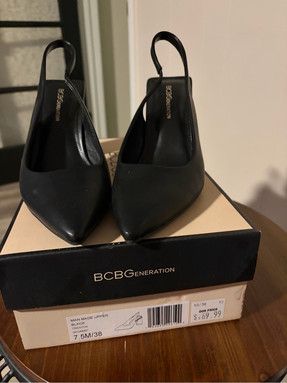BCBGeneration Black Pointed Slingback Pumps